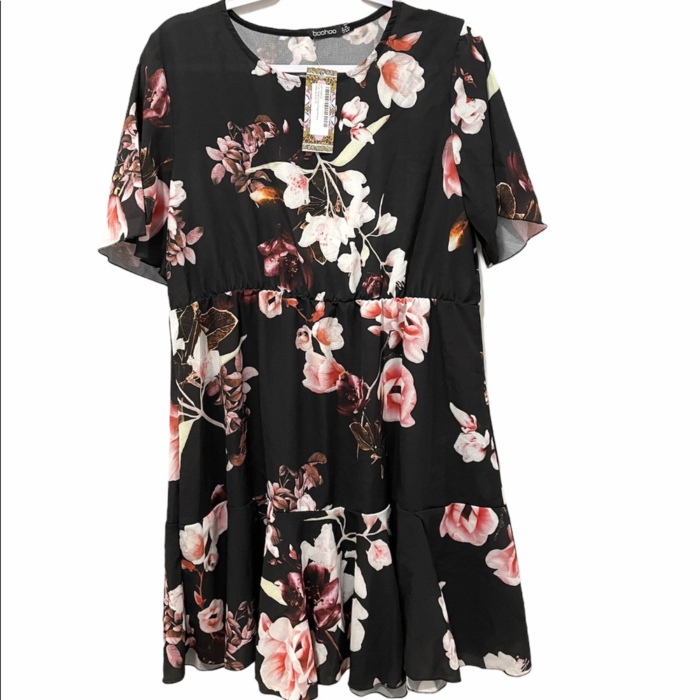 Boohoo Floral Print Short Sleeve Dress 12 One Only Ignore Other Listing